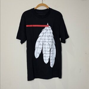 Black Scale Men's Black Tee with Feather Graphic